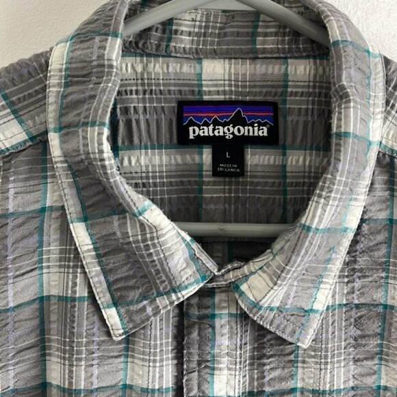 Patagonia Grey Plaid Organic Cotton-Poly Shirt - Picture 2 of 6
